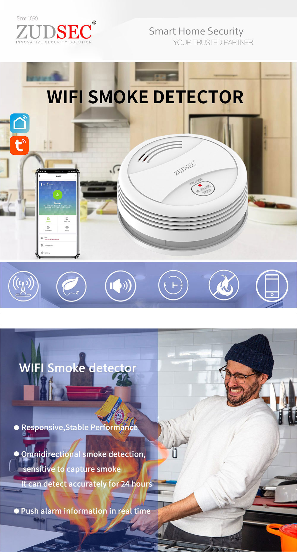 Chinese Wifi smoke alarm for home security