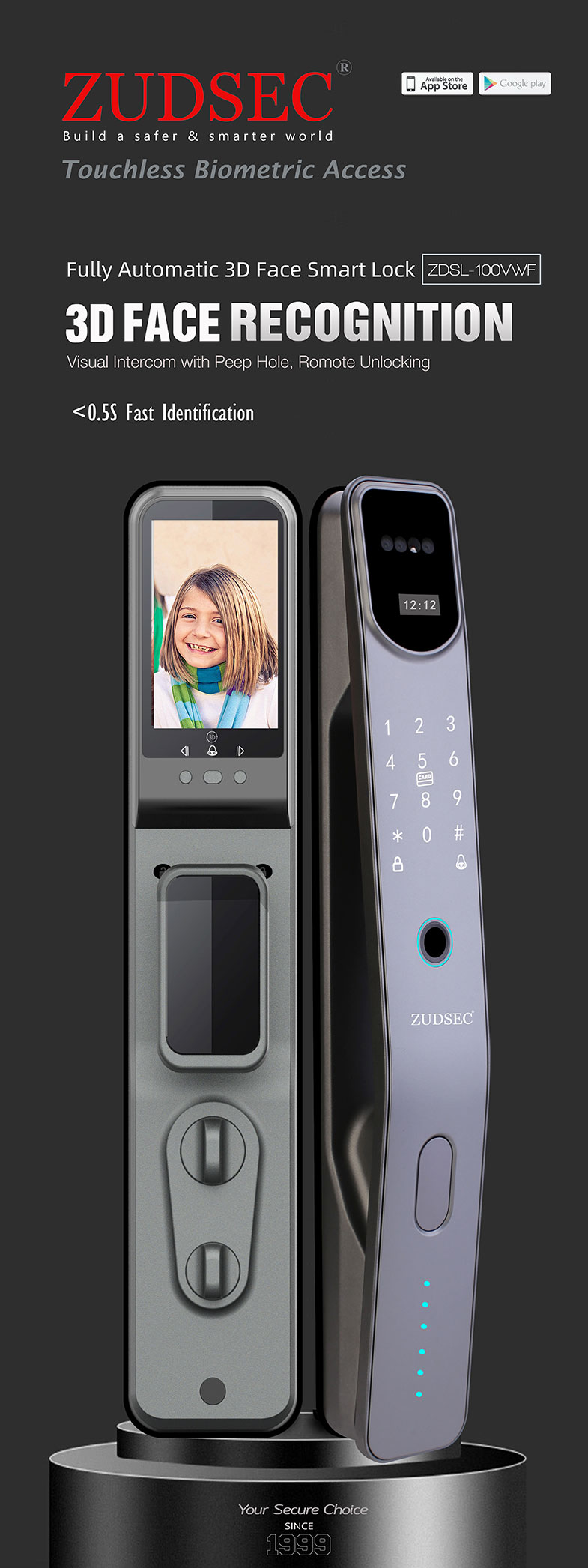 Chinese professional 3D face 3D Face Recognition Digtal smart lock manufacturer