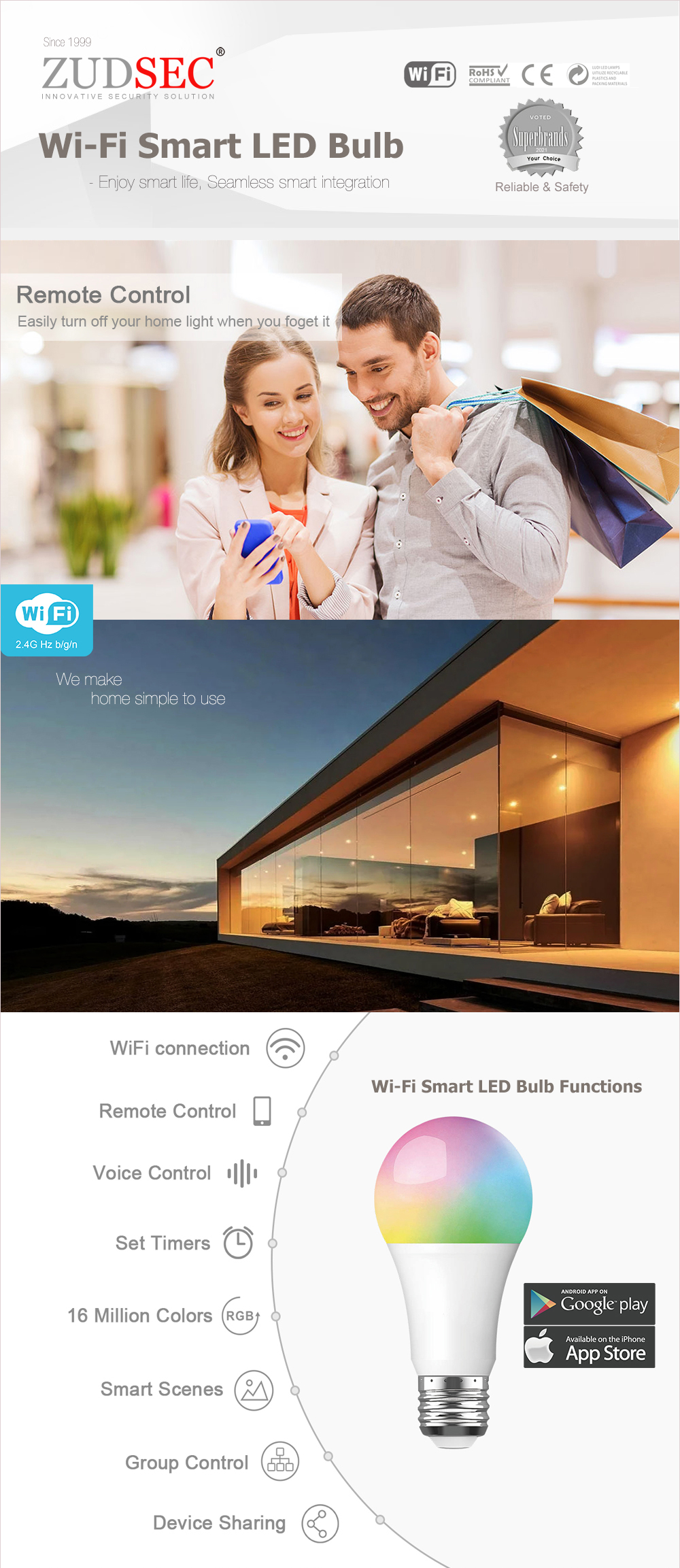 WIFI Smart LED Light Bulb(图1)